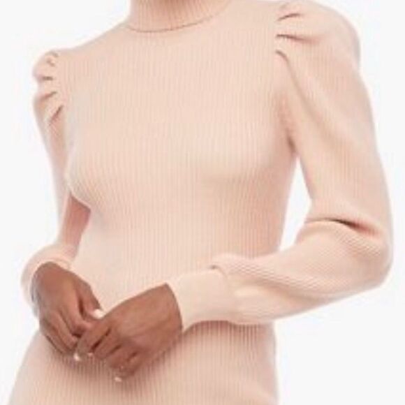 Puff Sleeve Ribbed Sweater Dress Womens Size 2X Pink Knit Long Sleeve JustFab - Picture 5 of 14